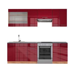 Vicco KUCHYŇSKÝ KOUT Fame-Line Bordeaux vysoký lesk/zlatý dub 240 cm , PD Antracit obraz