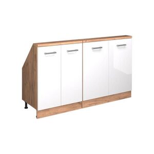 Vicco KUCHYŇSKÁ SKŘÍŇKA POD ŠIKMOU STŘECHU R-Line Bílá vysoký lesk 140 cm Sada 2 kusů obraz