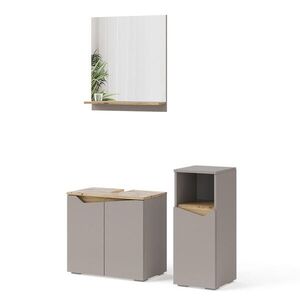 Vicco TOALETNÍ STOLEK Marelle, Greige/Řemeslný dub, 3dílná obraz