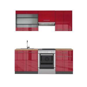 Vicco KUCHYŇSKÝ KOUT Fame-Line Bordeaux vysoký lesk/antracitová 200 cm , PD Dub obraz