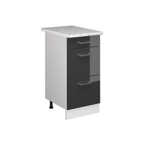 Vicco SPODNÍ SKŘÍŇKA KUCHYŇSKÉ LINKY R-Line Antracitový vysoký lesk 40 cm se zásuvkami a pracovní deskou obraz