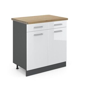 Vicco SPODNÍ SKŘÍŇKA KUCHYŇSKÉ LINKY R-Line Bílá vysoký lesk 80 cm , PD Dub obraz