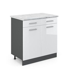 Vicco SPODNÍ SKŘÍŇKA KUCHYŇSKÉ LINKY R-Line Bílá vysoký lesk 80 cm PD Mramor obraz