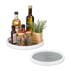 Relaxdays PODNOS Bílá šedá 2dílná sada otočný plast protiskluzový 30 cm obraz