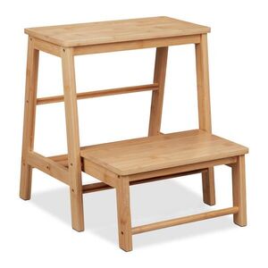 Relaxdays STUPÍNEK Přírodní bambus skládací 2-stupňový 48 cm obraz