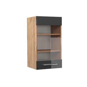 Vicco SKLENĚNÁ KUCHYŇSKÁ SKŘÍŇKA Fame-Line Antracitový vysoký lesk 40 cm obraz