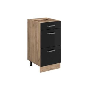 Vicco SPODNÍ SKŘÍŇKA KUCHYŇSKÉ LINKY R-Line Černý vysoký lesk 40 cm se zásuvkami, bez pracovní desky obraz