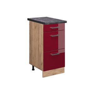 Vicco SPODNÍ SKŘÍŇKA KUCHYŇSKÉ LINKY R-Line Červená vysoký lesk 40 cm se zásuvkami, PD Antracit obraz