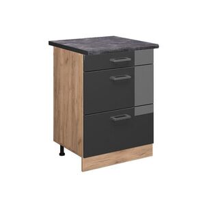 Vicco SPODNÍ SKŘÍŇKA KUCHYŇSKÉ LINKY R-Line Antracitový vysoký lesk 60 cm se zásuvkami, PD Antracit obraz