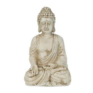 Relaxdays SOŠKA Krémově bílá Buddha sedící polyresin obraz