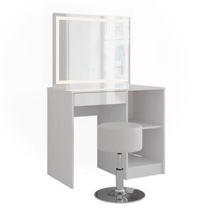 Vicco TOALETNÍ STOLEK Sherry Bílá/bílý vysoký lesk 89.8 cm s LED zrcadlem a stoličkou obraz