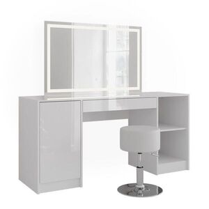 Vicco TOALETNÍ STOLEK Sherry Bílá/bílý vysoký lesk 158.2 cm s LED zrcadlem a stoličkou obraz