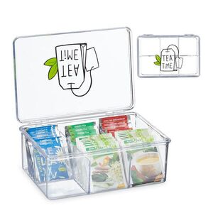 Relaxdays DÓZA Transparentní na čaj plast 6 přihrádek 21, 5 cm obraz