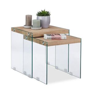 Relaxdays STOLKY Přírodní Transparentní 2-dílná sada obraz