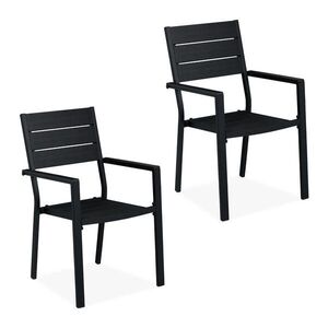 Relaxdays ZAHRADNÍKŘESLO Černé 2ks-set ocel HDPE s područkami obraz