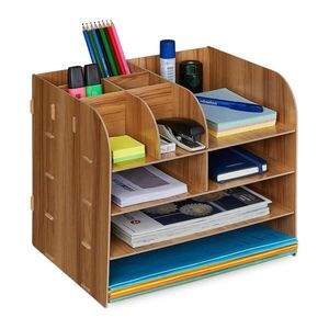 Relaxdays ORGANIZÉR Tmavě hnědý MDF 10 přihrádek 27, 5 cm obraz
