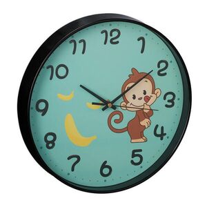 Relaxdays HODINY Tyrkysová Černá motiv opice 29, 5 cm obraz