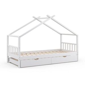 VitaliSpa DOMEČKOVÁ POSTEL Design Bílá 90x200 cm s lůžkem pro hosty obraz