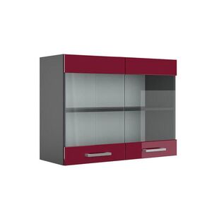 Vicco SKLENĚNÁ KUCHYŇSKÁ SKŘÍŇKA R-Line Červená vysoký lesk 80 cm obraz