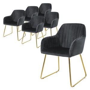 ML-DESIGN JÍDELNÍ ŽIDLE, sada 6 ks, šedý samet obraz