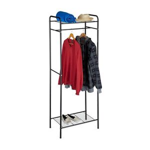 Relaxdays VĚŠÁK Černý kovový se 2 policemi 166 cm obraz