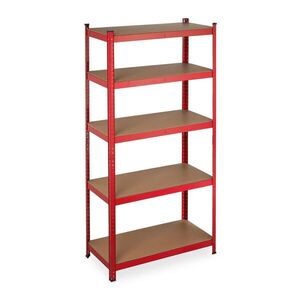 Relaxdays REGÁL Červený bez šroubů ocel MDF 5 polic 180 cm obraz