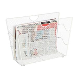 Relaxdays STOJAN NA NOVINY Bílý kovový mřížkový obraz