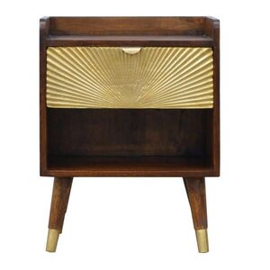 Artisan Furniture KONSOLE Masivní dřevo Mini Albion kaštanově hnědá, 1 zásuvka, tmavě hnědá obraz