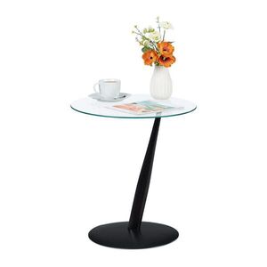 Relaxdays STOLEK černý transparentní sklo ocel H 49 cm obraz