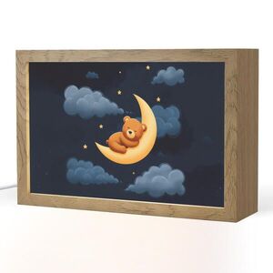 OnlyWow NOČNÍ LAMPIČKA Medvídek - Měsíc - Mraky - Hvězdy 30x20 cm obraz