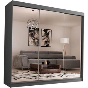 Beautysofa SKŘÍŇ s posuvnými dveřmi Debra 240/216/61 grafit se zrcadlem a zásuvkami obraz