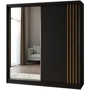 Beautysofa SKŘÍŇ s posuvnými dveřmi Nela 200/216/61 černá se zásuvkami obraz