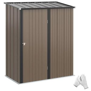 Outsunny ZÁHRADNÍ DOMEK s pultovou střechou, 1, 34 m² kovový zahradní domek, kůlna na nářadí, ocel, hnědý obraz