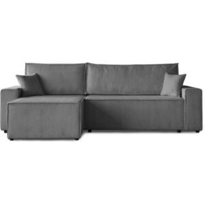 Beautysofa ROHOVÁ ROZKLÁDACÍ POHOVKA Hektor, s funkcí spaní, 277 cm, otoman 100 cm, šedá obraz
