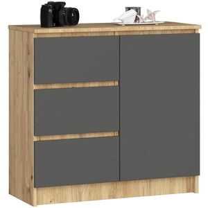 RAUMHIRSCH FURNITURE KOMODA dub Artisan, grafitově šedá 77/80/35 obraz