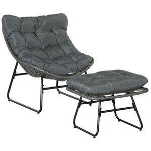 Outsunny RELAXAČNÍ KŘESLO s podnožkou Polštář Ocel Polyester Šedá 69 x 76 x 70 cm obraz