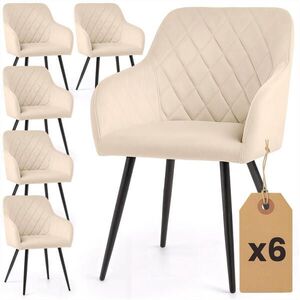 RAUMHIRSCH FURNITURE ČALOUNĚNÁ ŽIDLE, sada 6 ks, kovové nohy, béžová, černá 54, 5/82/58 obraz
