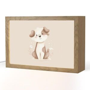 OnlyWow NOČNÍ LAMPIČKA Pes - skvrnitý - hnědý 30x20 cm obraz