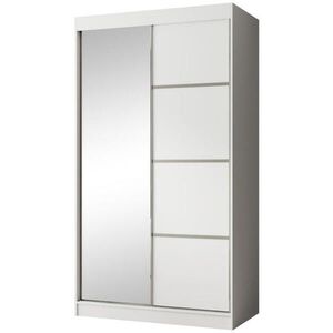 Beautysofa POSUVNÁ šatní skříň Paco 120/215/61, 2dveřová, bílá, se zrcadlem obraz