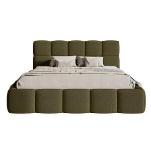 Selsey ČALOUNĚNÁ POSTEL Cloudy olivově zelená boucle s úložným prostorem 140 cm obraz