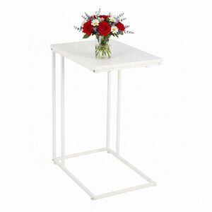Relaxdays ODKLÁDACÍ STOLEK Bílý tvar C MDF 64 cm obraz