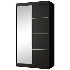 Beautysofa POSUVNÁ šatní skříň Paco 120/215/61, 2dveřová, černá, se zrcadlem obraz