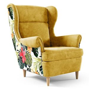 Beautysofa KŘESLO ušák Havana ve skandinávském stylu, žlutá obraz