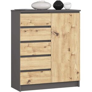 RAUMHIRSCH FURNITURE KOMODA grafitově šedá, dub Artisan 97/80/35 obraz