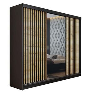 Kier Furniture POSUVNÁ ŠATNÍ SKŘÍŇ MALANI - Černá a Dub Craft 200x205x59 cm obraz