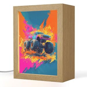 OnlyWow NOČNÍ LAMPIČKA Monster truck - Abstraktní - Stříkající barva - Barevné 15x20 cm obraz