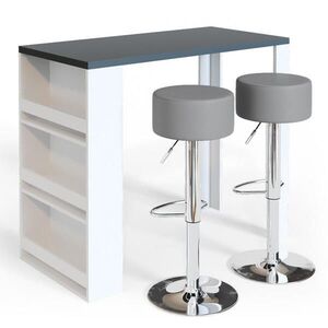 Vicco STOJACÍ BAROVÝ STŮL SE ŽIDLEMI Bílá/šedá 57 x 117 cm se 2 barovými stoličkami obraz