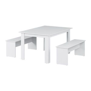 Vicco JÍDELNÍ STŮL SESTAVA Sentio Bílá 137.6 x 92.8 cm se 2 lavicemi obraz