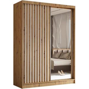 Beautysofa SKŘÍŇ s posuvnými dveřmi Helix 160/216/61 dub Artisan + bílá obraz