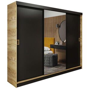 Kier Furniture POSUVNÁ ŠATNÍ SKŘÍŇ RETRO 1 200 - Dub Craft & Černá 200x205x59cm obraz